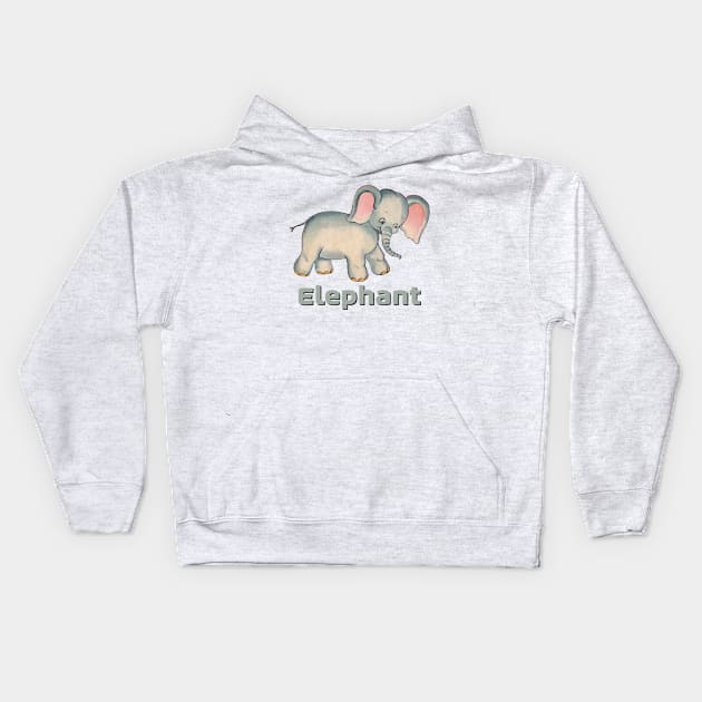 Cute Baby Elephant Kids Hoodie by LittleBean